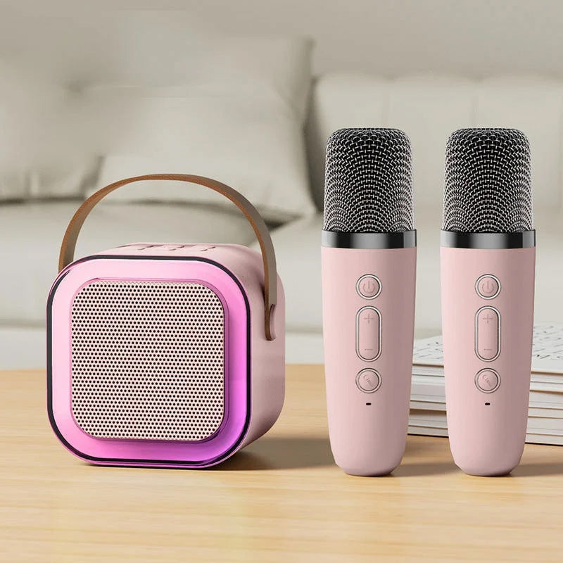 Mini karaoke seade juhtmevabade mikrofonidega