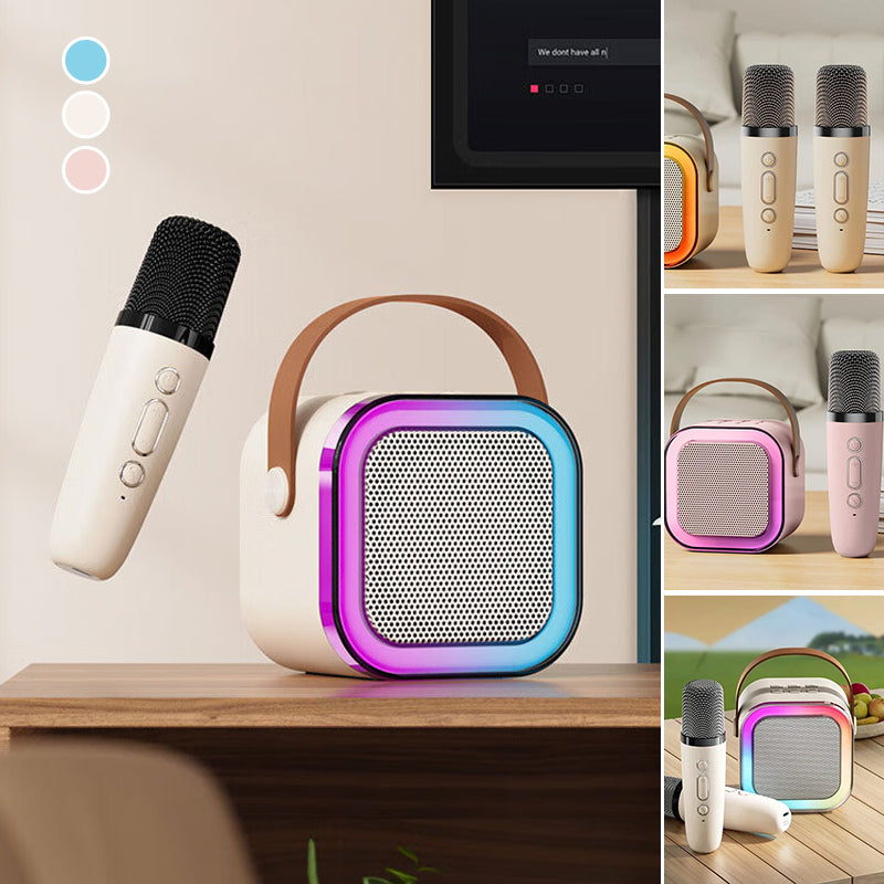 Mini karaoke seade juhtmevabade mikrofonidega