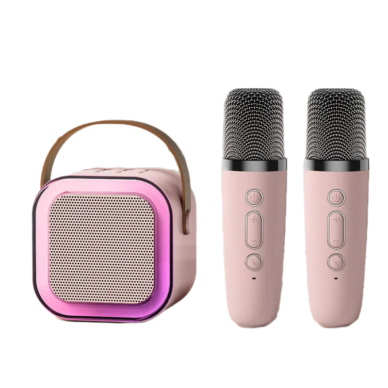 Mini karaoke seade juhtmevabade mikrofonidega
